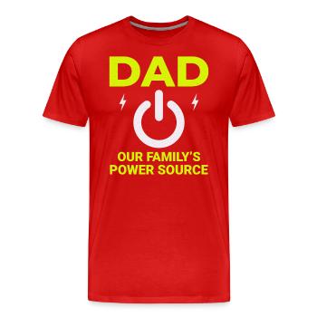 Electrician Dad: Family’s Power Source - Men's Premium Organic T-Shirt - red - Front - Damien (186cm)