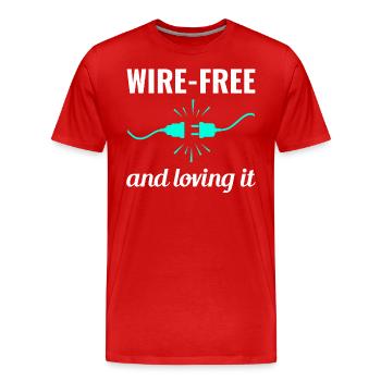 Électricien : sans fil et aimant la vie - T-shirt bio Premium Homme - rouge - Devant - Damien (186cm)