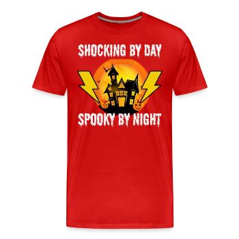 Electrician Halloween: Shocking by Day - Men's Premium Organic T-Shirt - red - Front - Damien (186cm)