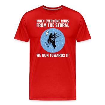 Lineman Storm Brave Dedicated Hero Power Grid - Men's Premium Organic T-Shirt - red - Front - Damien (186cm)