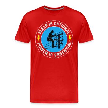 Lineman Power Essential Sleep Optional Dedication - Men's Premium Organic T-Shirt - red - Front - Damien (186cm)