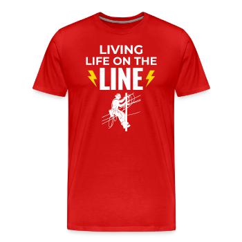 Lineman Life Line Brave Dedicated Work - Men's Premium Organic T-Shirt - red - Front - Damien (186cm)