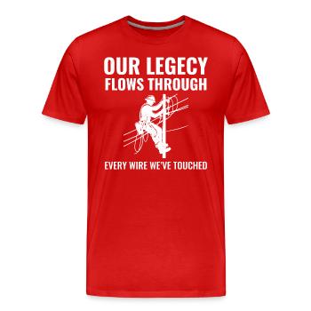 Lineman Legacy Wires Dédicace Fierté du réseau électrique - T-shirt bio Premium Homme - rouge - Devant - Damien (186cm)