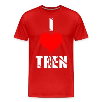 J'aime tren - T-shirt bio Premium Homme - rouge - Devant - Damien (186cm)