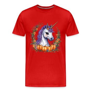 Poney d’Halloween - T-shirt bio Premium Homme - rouge - Devant - Damien (186cm)