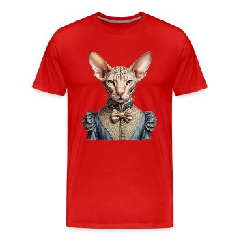 Chat sphynx victorien - T-shirt bio Premium Homme - rouge - Devant - Damien (186cm)