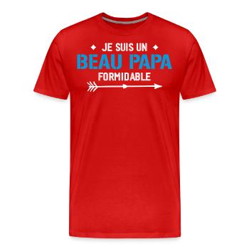 Je suis un beau-papa formidable - cadeau beau-père - T-shirt bio Premium Homme - rouge - Devant - Damien (186cm)