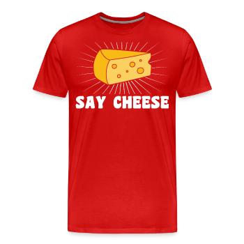 Say cheese - Männer Premium Bio T-Shirt - Rot - Vorne - Damien (186cm)