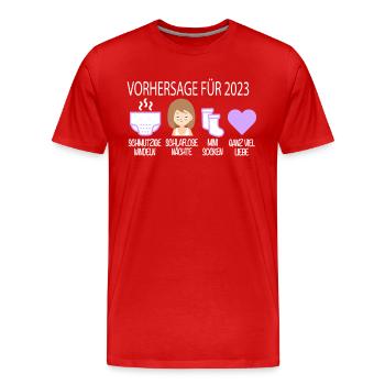 Vorhersage 2023 Werdender Papa Werdende Mama - Männer Premium Bio T-Shirt - Rot - Vorne - Damien (186cm)