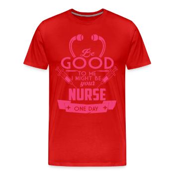 Infirmière / infirmière - T-shirt bio Premium Homme - rouge - Devant - Damien (186cm)