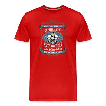 Lustige Motorradfahrer Vintage Sprüche - Männer Premium Bio T-Shirt - Rot - Vorne - Damien (186cm)