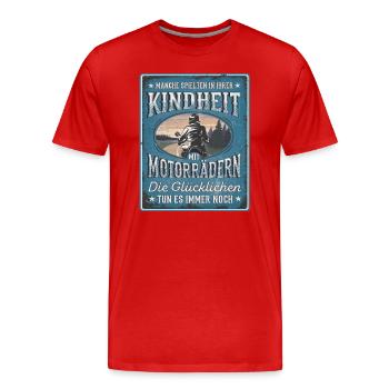 Lustige Motorradfahrer Vintage Sprüche - Männer Premium Bio T-Shirt - Rot - Vorne - Damien (186cm)
