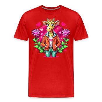 Parade de girafe : girafe cool - T-shirt bio Premium Homme - rouge - Devant - Damien (186cm)