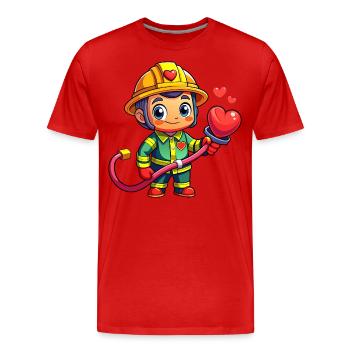 Héros en rouge le pompier - T-shirt bio Premium Homme - rouge - Devant - Damien (186cm)