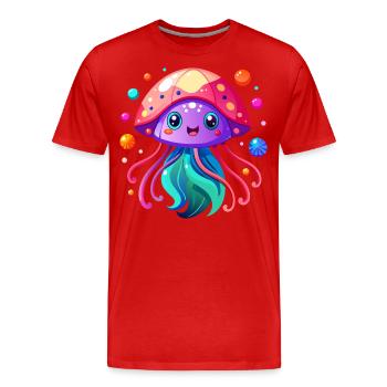 Cute Jellyfish - Men's Premium Organic T-Shirt - red - Front - Damien (186cm)