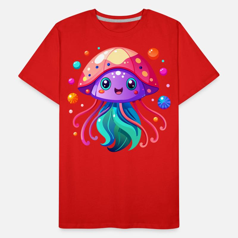Méduse mignonne T-shirt bio Premium Homme