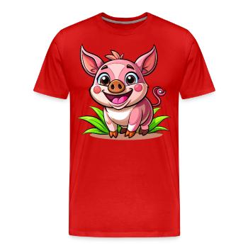 Cochon joyeux - T-shirt bio Premium Homme - rouge - Devant - Damien (186cm)