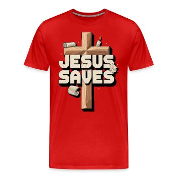 Jésus sauve - Jésus sauve - T-shirt bio Premium Homme - rouge - Devant - Damien (186cm)