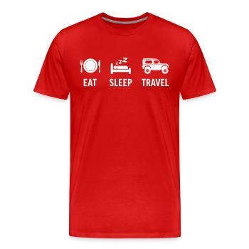 Camping Outdoor Off-Road Vehicle 4x4 Voyage Nature - T-shirt bio Premium Homme - rouge - Devant - Damien (186cm)