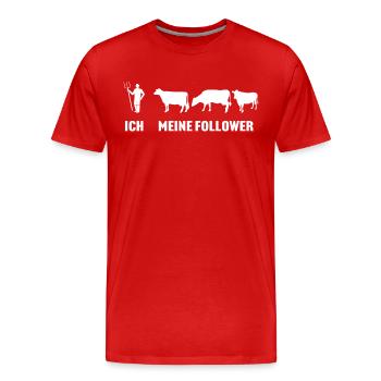 Ich Meine Follower Kühe Kuh - Männer Premium Bio T-Shirt - Rot - Vorne - Damien (186cm)