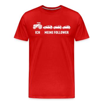 traktor ich meine follower trecker landwirt - Männer Premium Bio T-Shirt - Rot - Vorne - Damien (186cm)