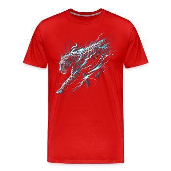 Éclair léopard - T-shirt bio Premium Homme - rouge - Devant - Damien (186cm)
