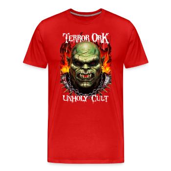 Terror Ork Orc Unholy Cult - Männer Premium Bio T-Shirt - Rot - Vorne - Damien (186cm)