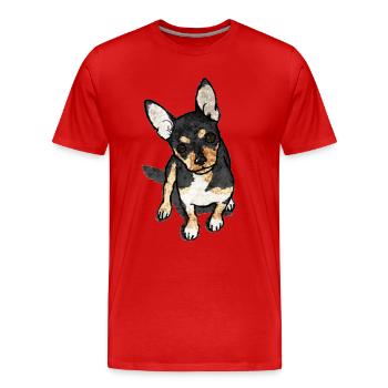 Chemise de chien amant yeux de chien doux - T-shirt bio Premium Homme - rouge - Devant - Damien (186cm)