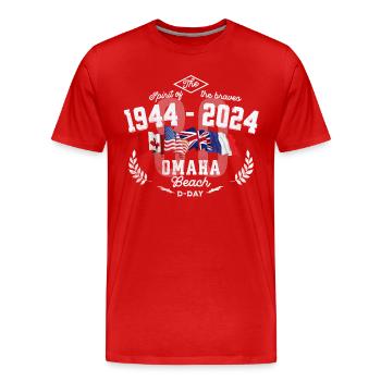1944 2024 80th anniversary of the D Day - T-shirt bio Premium Homme - rouge - Devant - Damien (186cm)