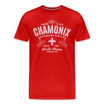 Chamonix snowboard supplies France - Men's Premium Organic T-Shirt - red - Front - Damien (186cm)