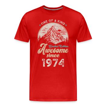 1974 Geburtstag Berge - Männer Premium Bio T-Shirt - Rot - Vorne - Damien (186cm)