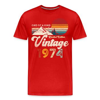Vintage 1974 Geburtstag Berge - Männer Premium Bio T-Shirt - Rot - Vorne - Damien (186cm)