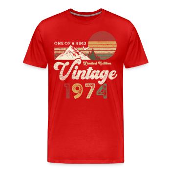 Vintage 1974 Geburtstag Berge - Männer Premium Bio T-Shirt - Rot - Vorne - Damien (186cm)