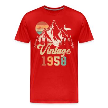 Vintage 1958 Geburtstag Berge Adler - Männer Premium Bio T-Shirt - Rot - Vorne - Damien (186cm)