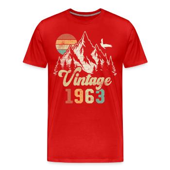 Vintage 1963 Geburtstag Berge Adler - Männer Premium Bio T-Shirt - Rot - Vorne - Damien (186cm)