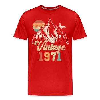Vintage 1971 Geburtstag Berge Adler - Männer Premium Bio T-Shirt - Rot - Vorne - Damien (186cm)