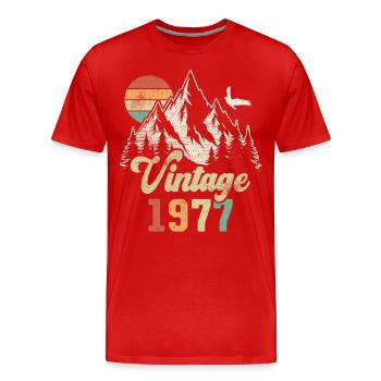 Vintage 1977 Geburtstag Berge Adler - Männer Premium Bio T-Shirt - Rot - Vorne - Damien (186cm)