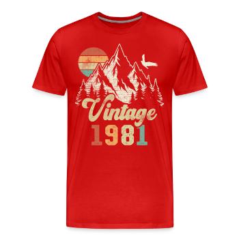 Vintage 1981 Geburtstag Berge Adler - Männer Premium Bio T-Shirt - Rot - Vorne - Damien (186cm)