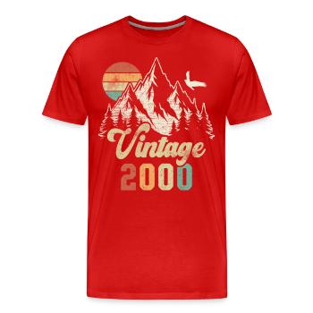 Vintage 2000 Geburtstag Berge Adler - Männer Premium Bio T-Shirt - Rot - Vorne - Damien (186cm)