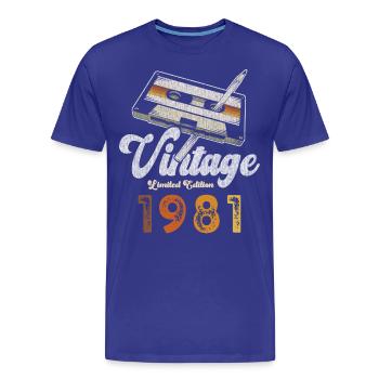 Vintage 1981 Geburtstag Kassette Bleistift - Männer Premium Bio T-Shirt - Königsblau - Vorne - Damien (186cm)