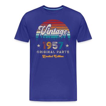 Millésime 1957 Anniversaire Rétro - T-shirt bio Premium Homme - bleu roi - Devant - Damien (186cm)