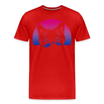 Bisexuell Katze Sonnenuntergang Pride Farben - Männer Premium Bio T-Shirt - Rot - Vorne - Damien (186cm)