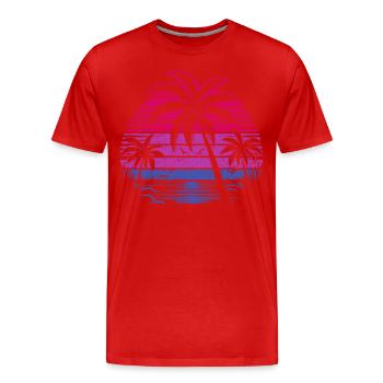 Bisexuell Palmen Sonnenuntergang Pride Farben - Männer Premium Bio T-Shirt - Rot - Vorne - Damien (186cm)