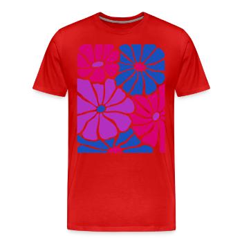 Bisexuell Pride Blumenmuster Flagge Farben Retro - Männer Premium Bio T-Shirt - Rot - Vorne - Damien (186cm)