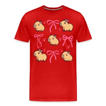 Süßes Capybara Rosa Schleife Capybara - Männer Premium Bio T-Shirt - Rot - Vorne - Damien (186cm)