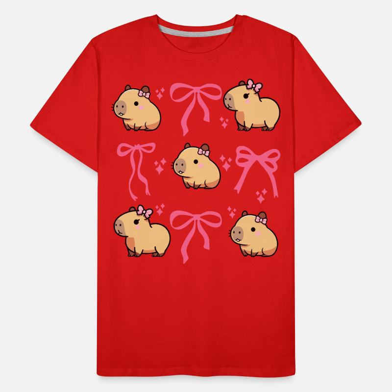 Mignon Capybara Nœud Rose Capybara T-shirt bio Premium Homme