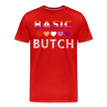 Basic Butch Lustiges Lesbian Pride Statement - Männer Premium Bio T-Shirt - Rot - Vorne - Damien (186cm)
