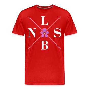 Discrète Lesbienne Fleur Violette Subtile Orgueil - T-shirt bio Premium Homme - rouge - Devant - Damien (186cm)