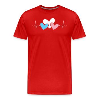 Heartbeat Hearts Transgender Pride Drapeau Amour - T-shirt bio Premium Homme - rouge - Devant - Damien (186cm)