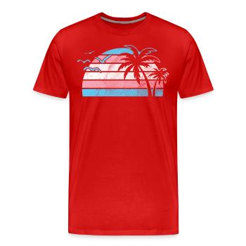Sonnenuntergang Mit Palmen In Transgender Farben - Männer Premium Bio T-Shirt - Rot - Vorne - Damien (186cm)